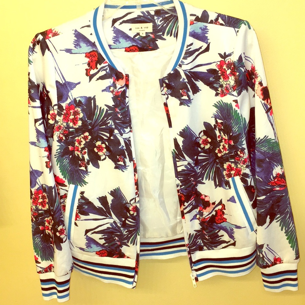 Floral varsity jacket